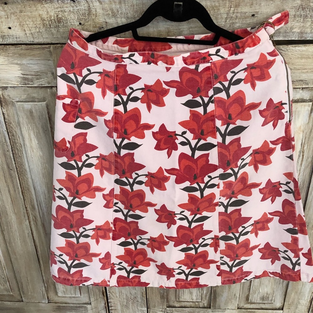 Floral printed canvas skirt